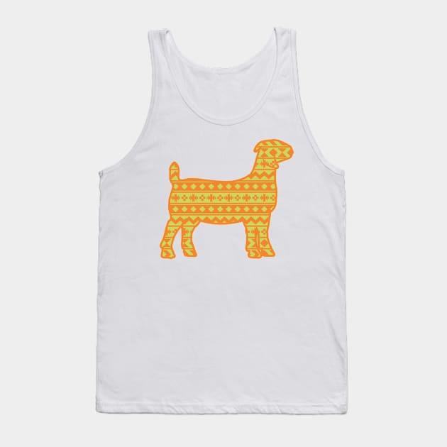Show Goat with Orange & Green Southwest Aztec Pattern Tank Top by SAMMO